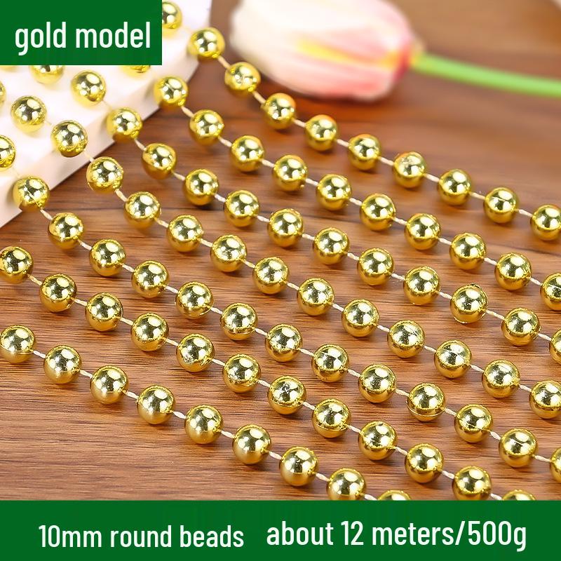 Gold & Silver Electroplated Bead String for DIY Christmas Tree Decorations