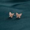 Steel Needle Earrings, Japan and Korea Simple High-quality Zircon Butterfly Stud Earrings, Women's Versatile Models, Factory Spot Batch