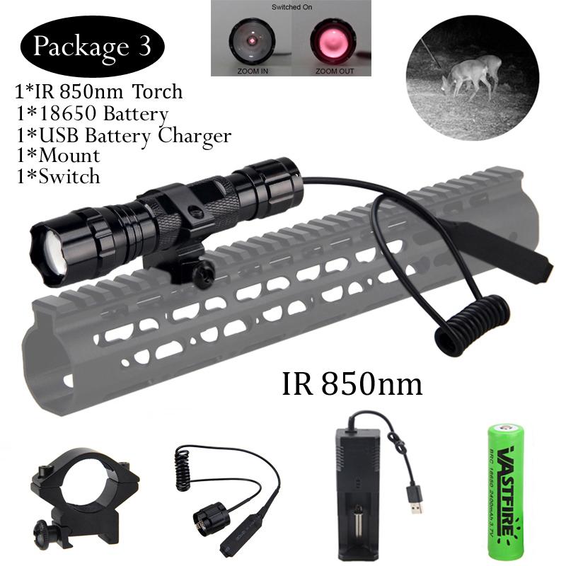 5W IR 850nm Professional Night Vision Hunting Torch Tactical Infrared Radiation Zoomable Outdoor Linterna Waterproof Flashlight