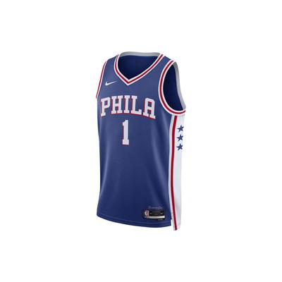 Футболка NBA Philadelphia 76Ers Icon Edition Rush синяя/университетская красная/белая мужская уличная одежда DN2018-405