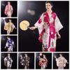 Printed Floral Sakura Girl  Kimono Dress Cosplay Costume Japanese Style Yukata Bathrobe  Travel
