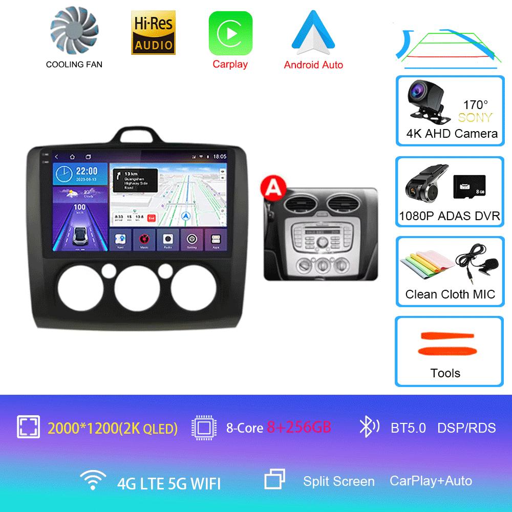 Android 14 Автомобильное радио Авторадио для Ford Focus 2 Mk2 2004 - 2011 GPS-навигация Мультимедийный проигрыватель Carplay Стерео WIFI 360 Камера