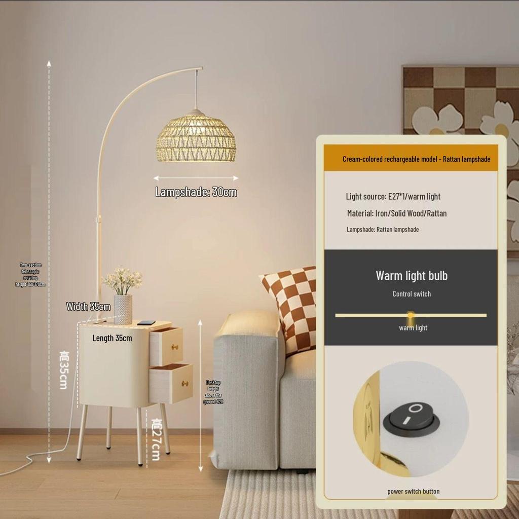 Современный кремовый торшер: Универсальный стиль для спальни, гостиной и прикроватной тумбочки