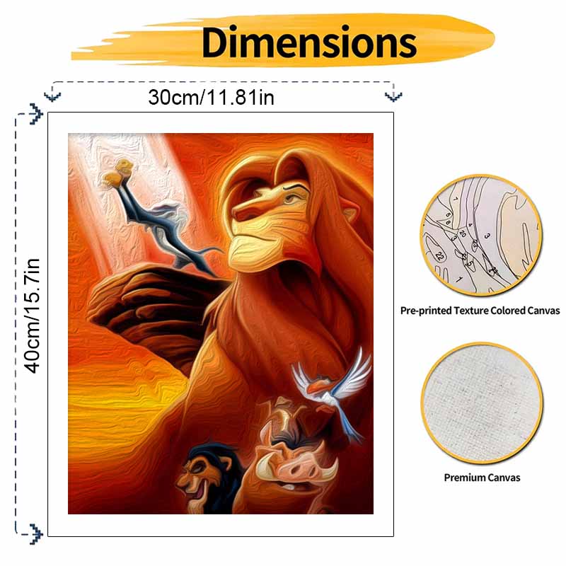 Disney Lion King Oil Art Painting Kit Home Wall Decor Handmade Gift for Simba Lovers Elegant Modern Canvas Craft Wall Art Design Art
