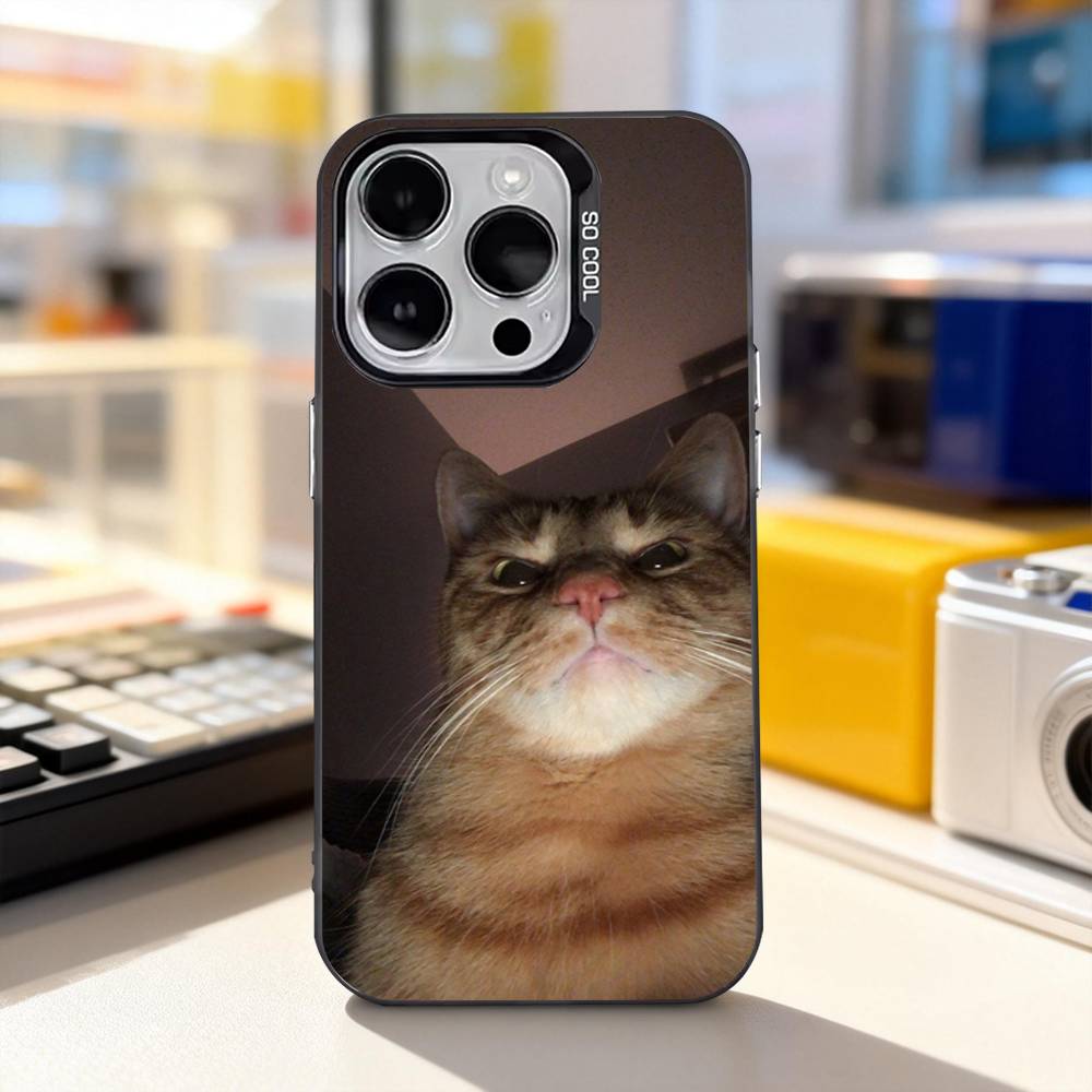 Забавный чехол для телефона с кошачьими мемами для iPhone 11, 12, 13, 14, 15, 16, 17, Pro, Max, Plus, E, Air, Mini, матовый черный IMD.