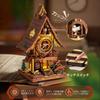 ROBOTIME 3D Деревянный Пазл, Механические Часы, Часы с Кукушкой со Светодиодной Подсветкой, Успокаивающим Звуком и Светом, Движущаяся Модель, Механический Набор для Рукоделия, Набор для Рукоделия Сделай Сам,