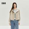 Semir Women's Plaid Floral-Splice Stand Collar Jacket