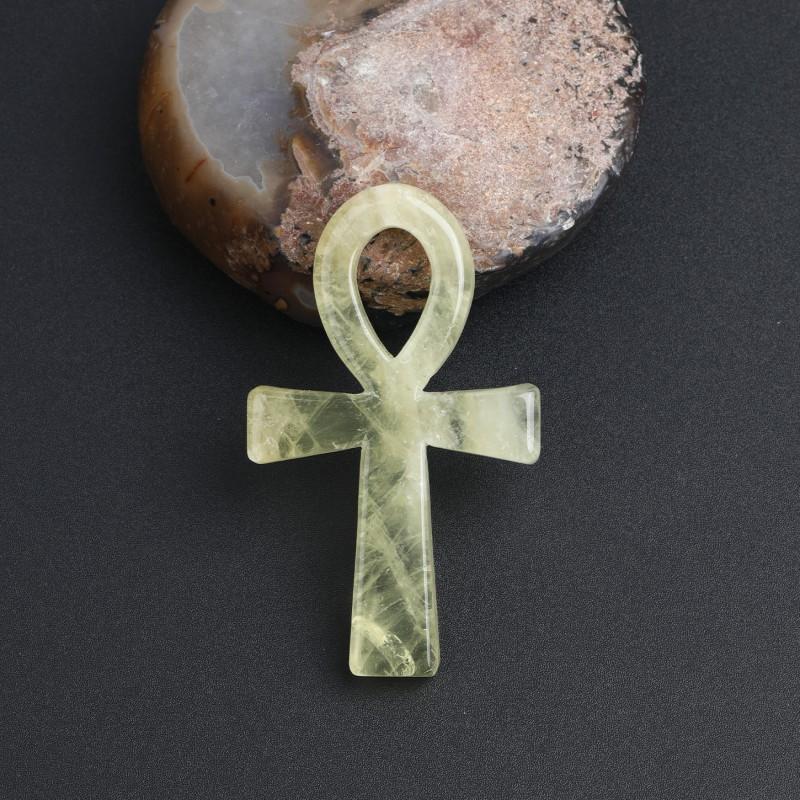 Natural Crystal Anka Cross Ornament White Citrine Egyptian Life Symbol Home Decor Gift