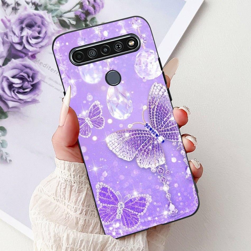 Для LG K41S K51S 2020 Элегантный Чехол для Телефона с Цветочным Котом, Для LG K41S K51S LM-K410 LM-K510 Черный Силиконовый Мягкий Чехол