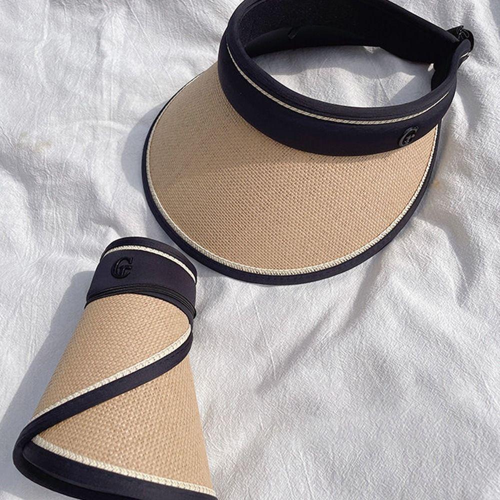 Пустой верх Портативный Складной Широкий Большой Козырек Повседневная Соломенная Шляпа Пляжная Шляпа Солнцезащитные Шляпы Солнцезащитный Козырек