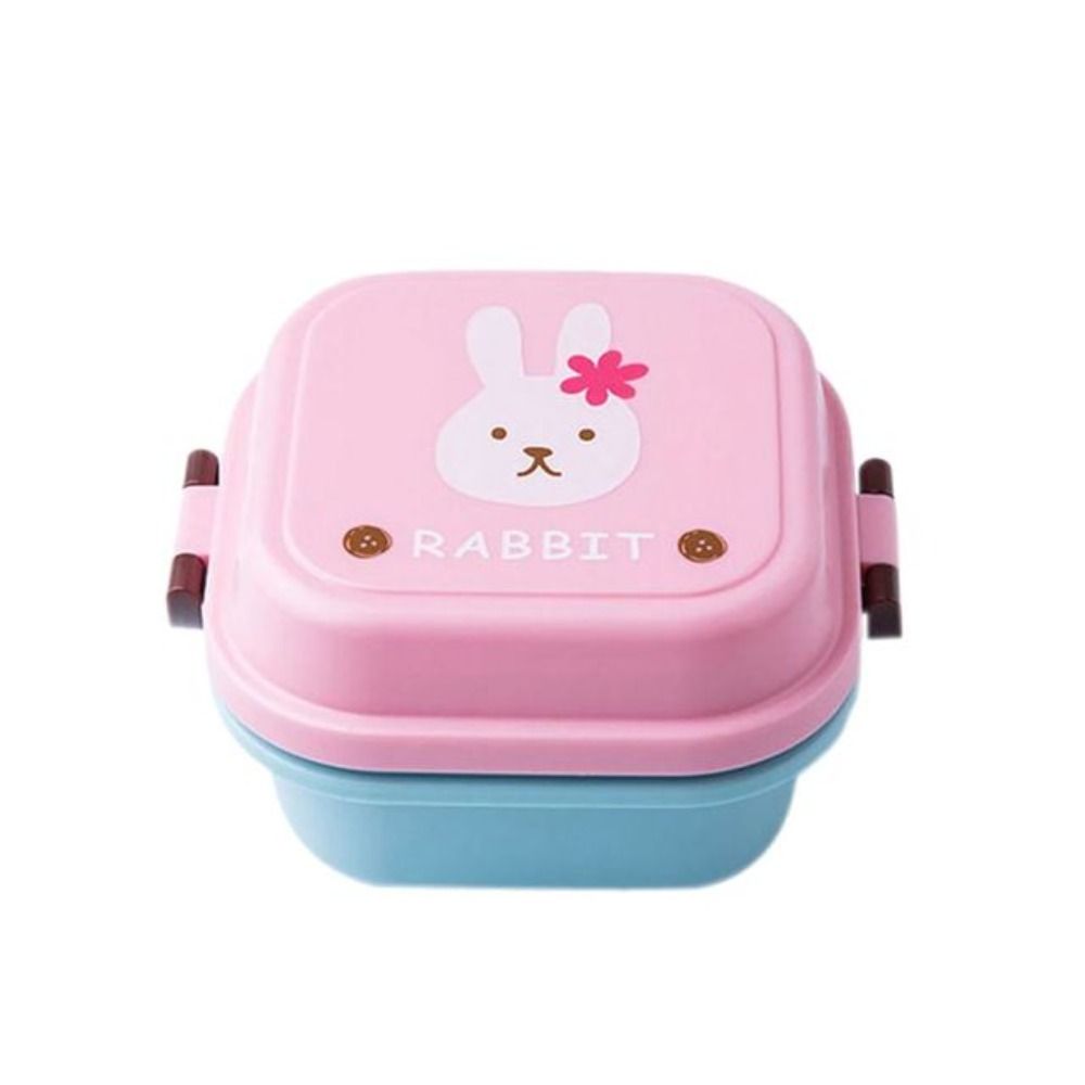Double Layer Fruit Animal Children Plastic Food Storage Box Tableware Lunch Box Fresh Keeping Box