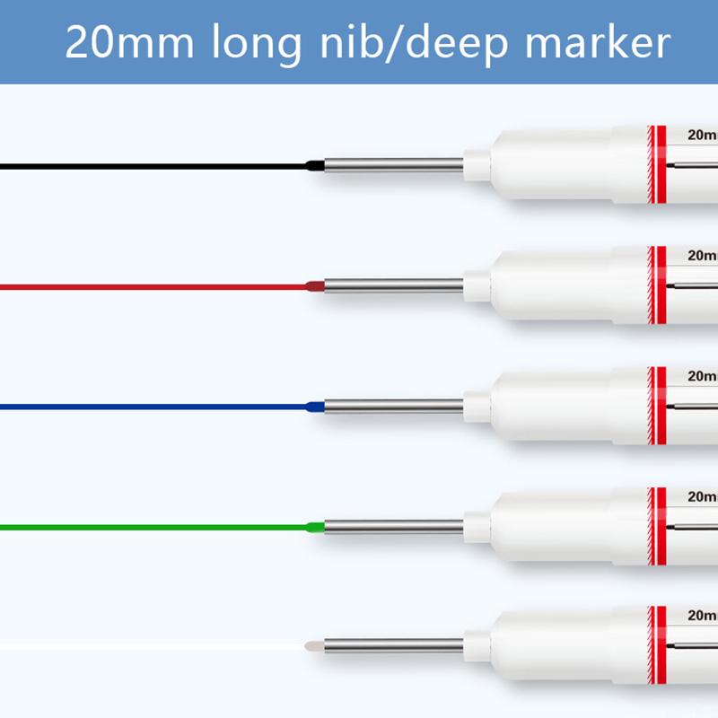 3 шт. Многоцелевой водонепроницаемый маркер с длинной головкой 20 мм, для строительства, деревообработки, глубоких отверстий, маркер для краски