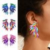 Шипованные серьги-гвоздики в форме крыльев, персонализированные цветные стеклянные женские серьги-гвоздики, модные ювелирные изделия, подарок