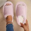 Fashion Faux Fur Keep Warm Slippers Women Winter Open Toe Thick Bottom Plush Slippers Woman Comfort Soft Non-Slip House Cotton Shoes