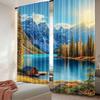 2Pcs Landscape Curtain National Park Banff Canadian Rockies Mountain Trees Glacial Lake Sunny Sky Suitable For Bedroom Bathroom