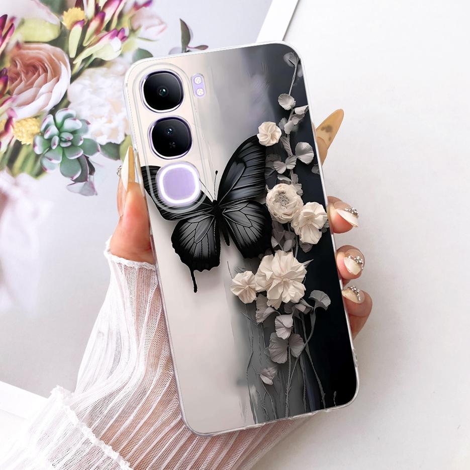 For Vivo V40 Lite 4G 5G Case V2417 Cool Lion Butterfly Painted Cover For Vivo Y200 5G Soft Slim Phone Case For Vivo Y300 5G Bags
