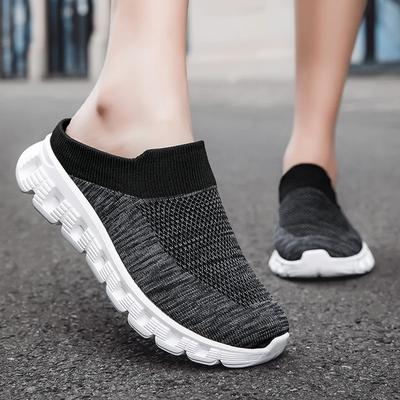 Женские сетчатые туфли на плоской подошве, летние новые повседневные женские полутапочки с открытой подошвой, дышащие туфли на танкетке, женские сандалии