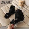 Trendy summer sandals for girls, new fashion one-strap Roman shoes, bohemian style with tassels, children's cool boots