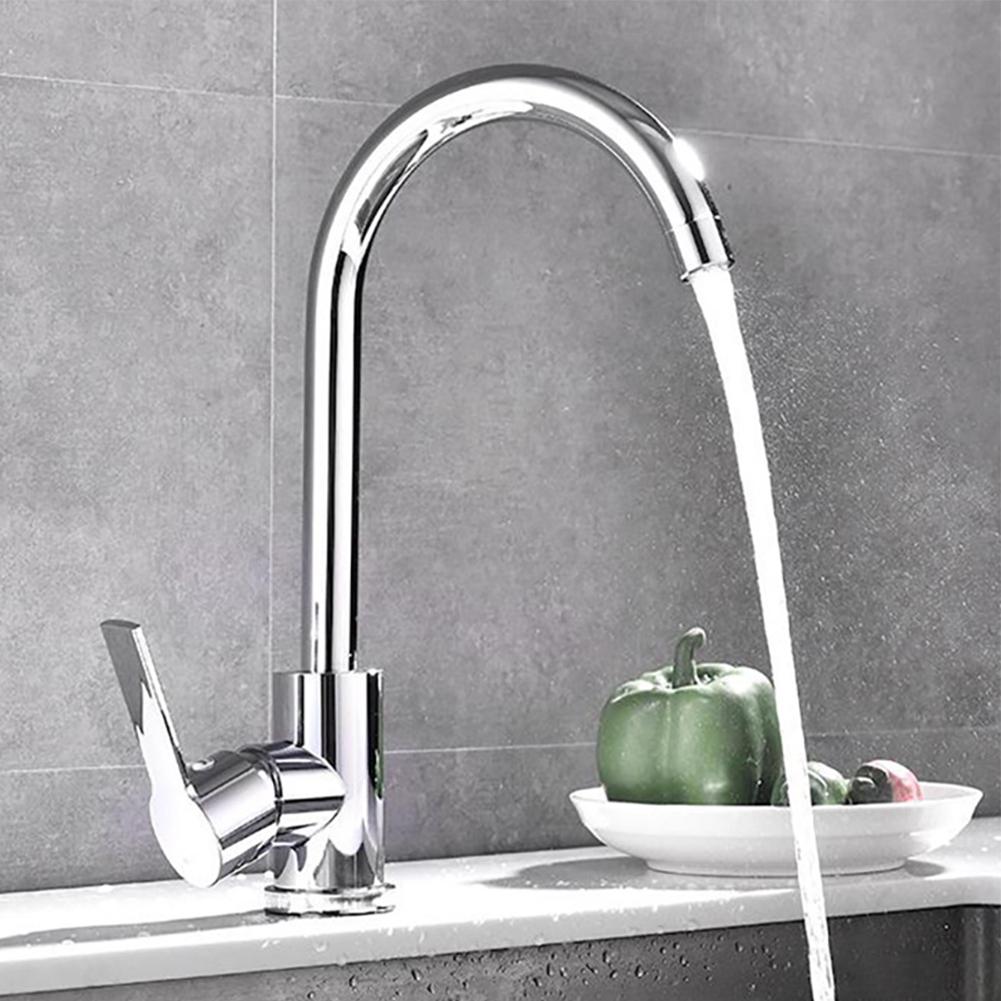 Kitchen Sink Faucet Cold Hot Mixer Tap Deck Mounted Swivel Tap Polished Chrome Plated Sprayer Single Handle Bathroom Faucet