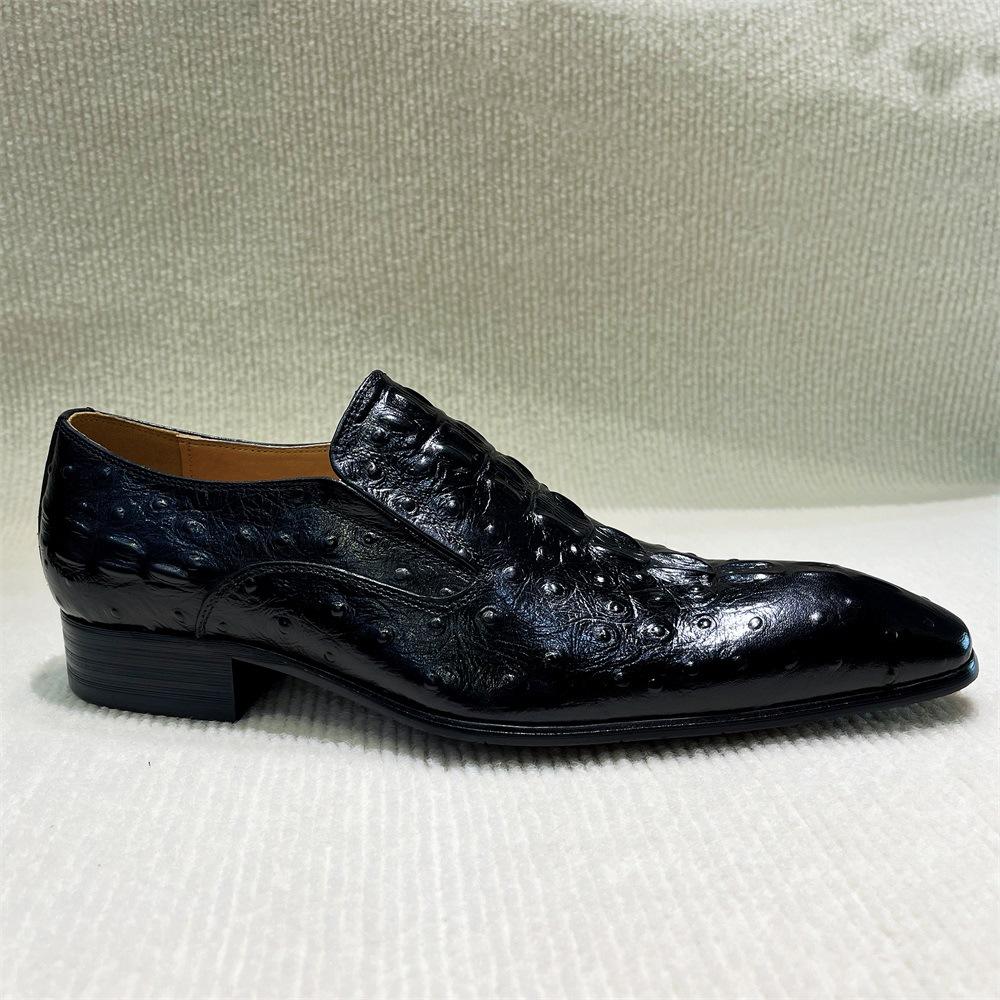 New Summer Crocodile Pattern Leather Shoes Fashionable European Men'S Cowhide Shoes Pointed Toe Foot Cover Lazy Leather Shoes Men