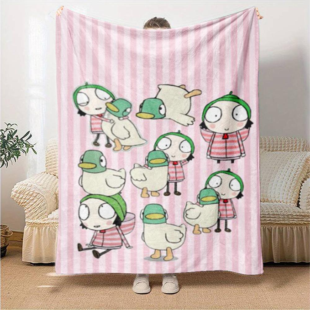 Sarah & Duck Theme Printed Blanket - Perfect for Couch, Bed, Travel & Outdoor Use | Machine Washable, Cozy & Durable.