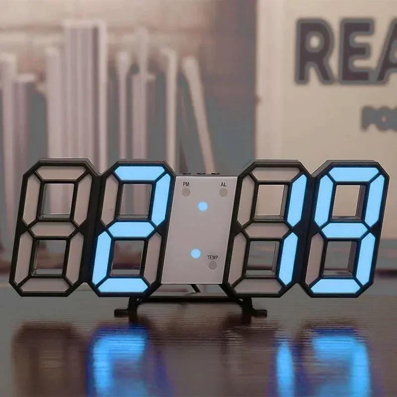 Настенные часы 3D светодиодные часы украшения для спальни режим дома и украшения подвесные большие цифровые часы интерьер комнаты свет декор