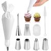 9-Piece Reusable Piping Bags and Tips Set-16inch Cotton Baking Kit with Coupler, Stainless Steel Nozzles & Cleaner for Cakes/Cupcakes/Cookies