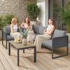 Modular Outdoor Corner Garden Lounge Set 6 People, Sofas, Coffee Table and Cushions, Dark Grey