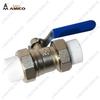 Ameiko PPR Brass Ball Valve, Double Union, Hot Melt Weld, Electroplated, Thickened Design.