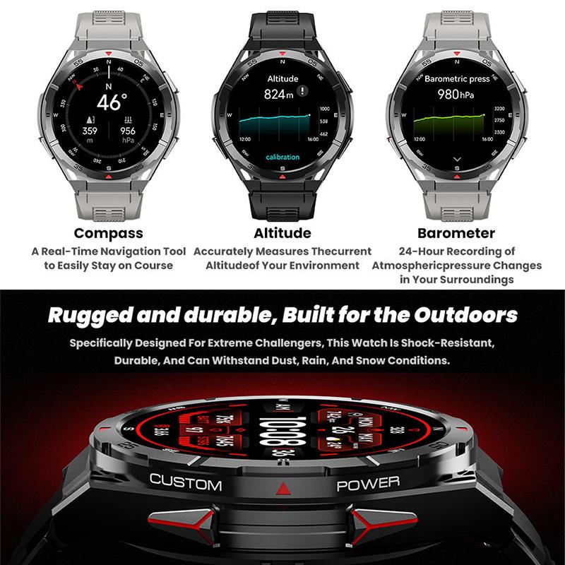 Умные часы Bluetooth Call Dual Band GPS Air Pressure Compass Outdoor Threeproof Mens Bracelet