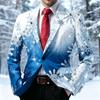 Men's Christmas Print Suit Jacket Long Sleeve Business Casual for Fall Winter Tie Not Included