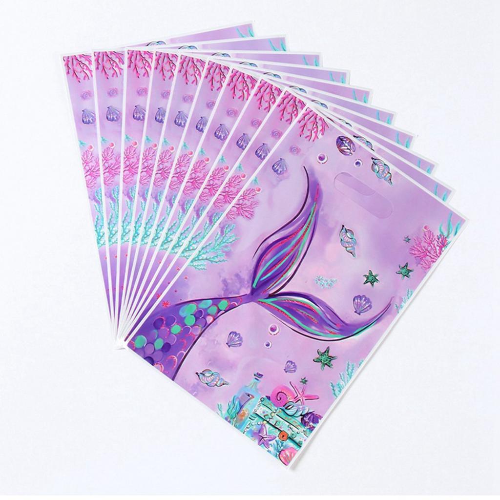 Пластиковые пакеты для сладостей для вечеринки в стиле русалочки, пакеты для конфет и подарков с хвостом русалки для дня рождения в стиле русалочки, декорация для вечеринки «Под водой», сувенир для детского душа