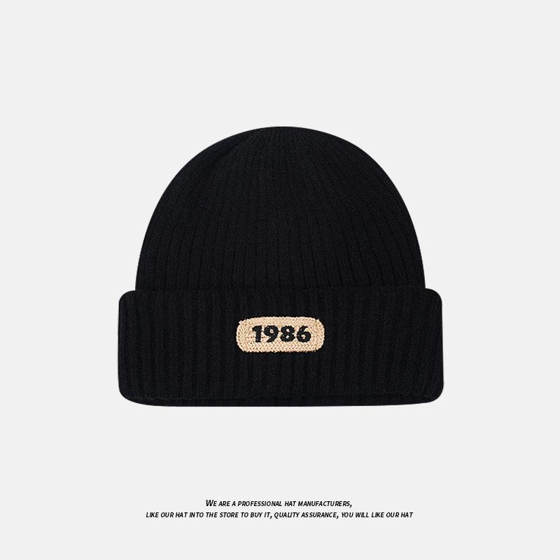 Осенне-зимняя мода Универсальная вязаная шапка Большой окружности головы Теплая защита ушей Шерстяная шапка Пара Холодная шапка