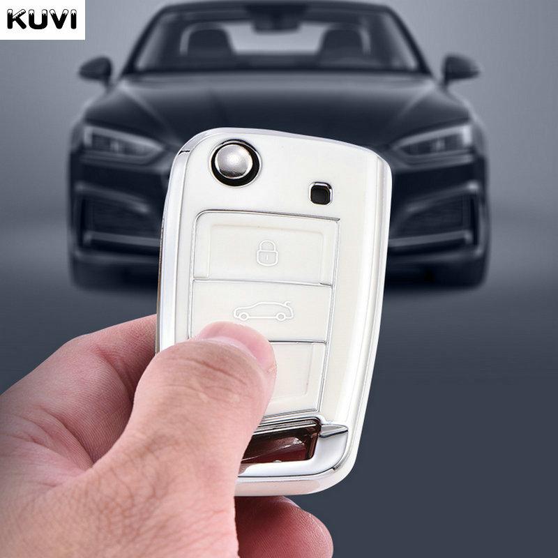 Чехол-брелок из ТПУ для автомобильного ключа-«рыбки» для Vw Volkswagen Golf 7 Mk7 Tiguan Mk2 Для Seat Ateca Leon Fr 2 Ibiza Для Skoda Octavia A7