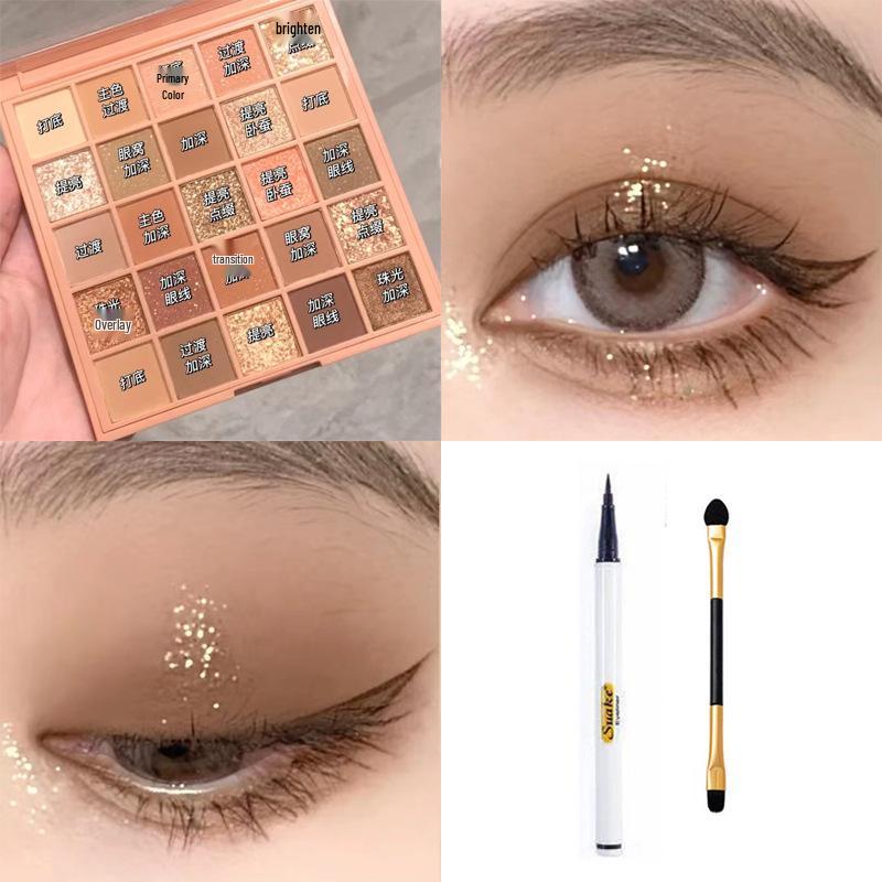 Палетка матовых теней для век 25 цветов в земляных и розовых тонах для начинающих - MGL макияж, подходящий для студентов