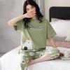 The New Ladies Short-Sleeved Seven Pants Pajamas Homewear Set Girls Simple Korean Cartoon Large Size Homewear Pajamas Set