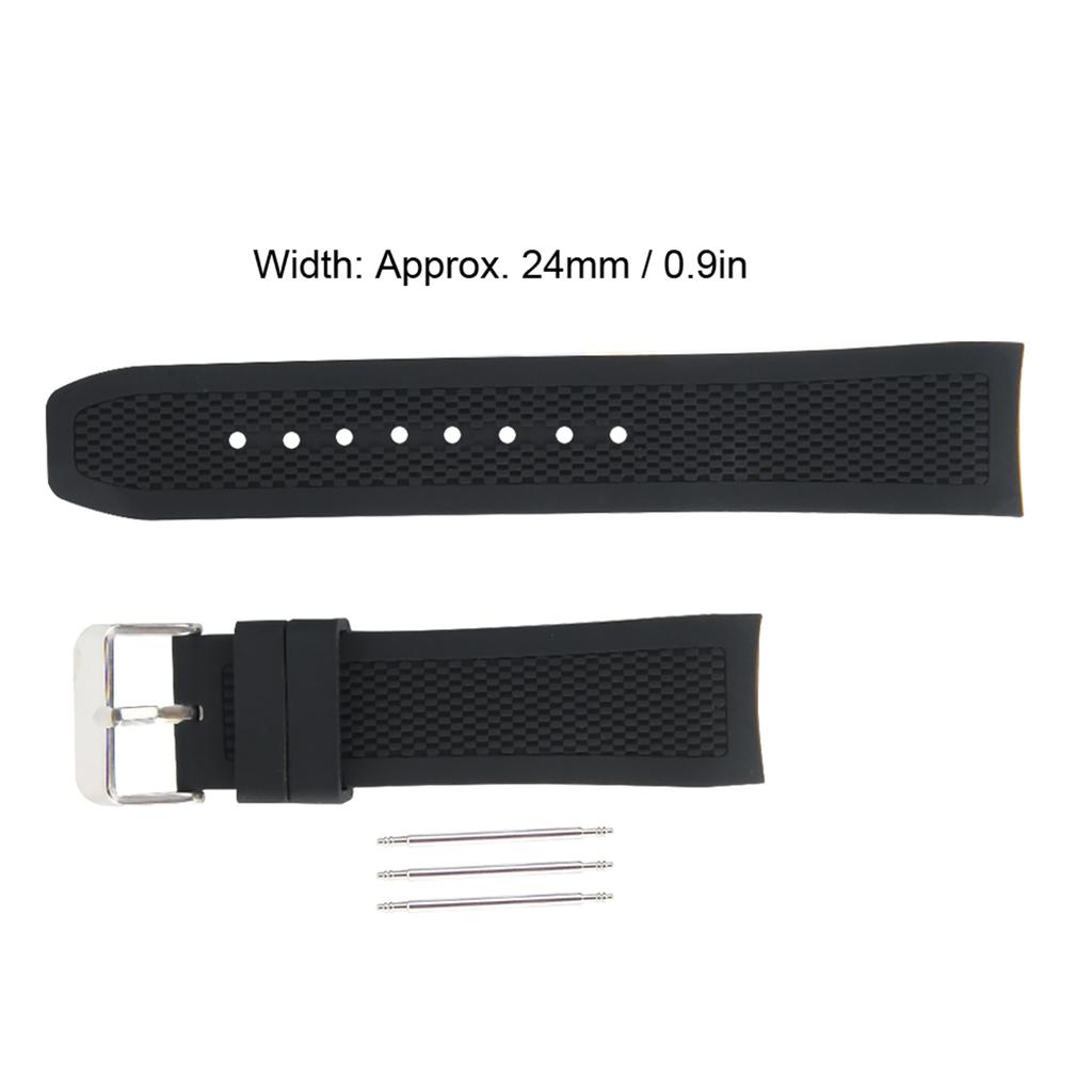 24mm Watch Band Silicone Pin Buckle Waterproof Sweat Proof Watch Strap