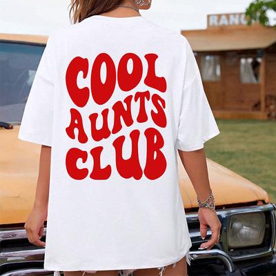 Cool Aunts Club красная рубашка с буквенным узором, женская уличная повседневная футболка в стиле хип-хоп, хлопковая футболка, летняя дышащая футболка с коротким рукавом