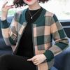 Повседневное короткое пальто в клетку, куртка для матери среднего возраста, весенне-осенний свободный кардиган, женская свободная бейсбольная форма, куртка