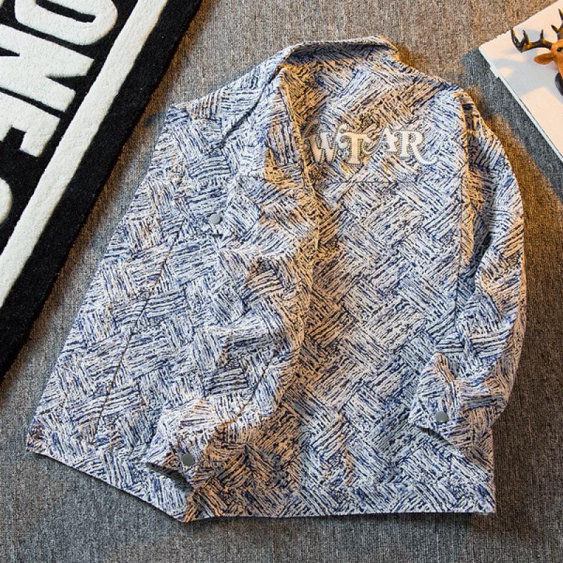 Мужская клетчатая вышитая надпись Small Fragrant Casual Jacket Мужская уличная красивая джинсовая куртка High Street Top
