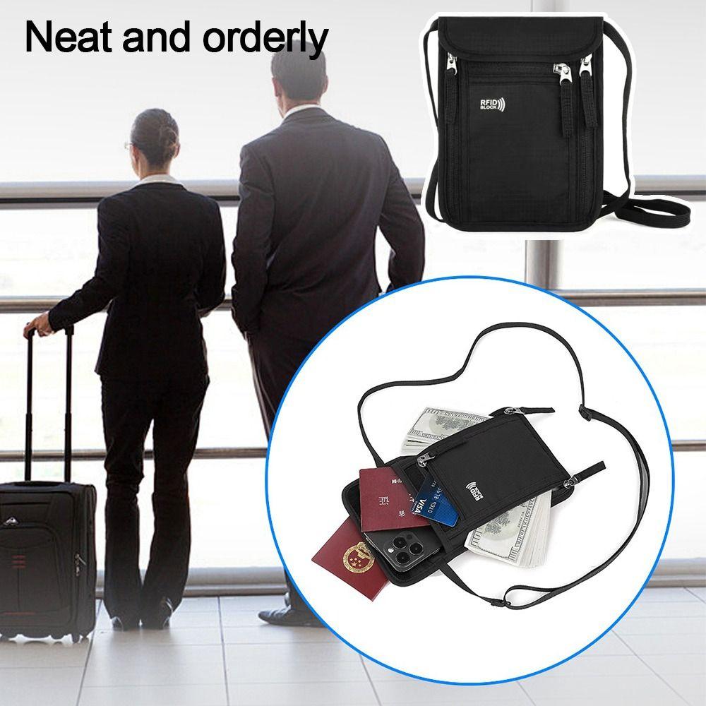 Портативная нейлоновая сумка для паспорта и удостоверения личности с RFID, водонепроницаемая, многофункциональная, кошелек-органайзер для документов, дорожная сумка на шею