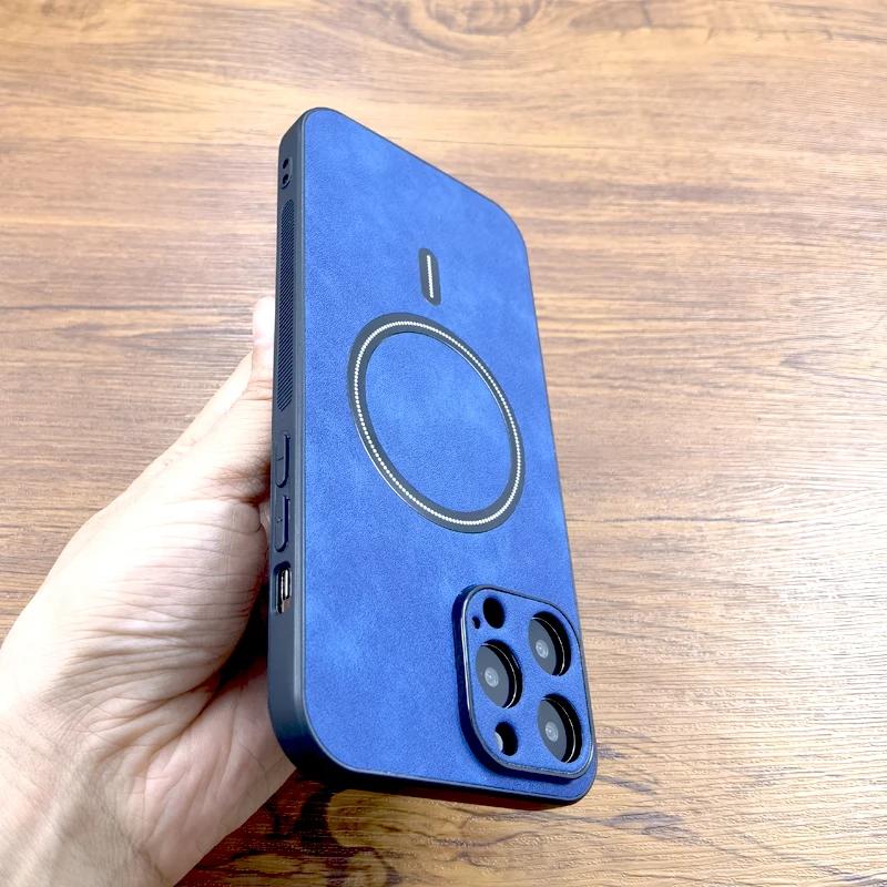 Vintage PU Leather Case For Magsafe Wireless Charging For iPhone 16 15 14 13 12 11 Pro Max Plus Full Protective Magnetic Covers