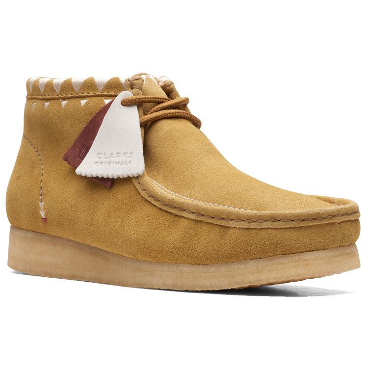 Clarks Wallabee Oak Экологичная резиновая подошва Повседневная обувь Мужская кроссовка Темно-желтый 261691537