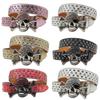 Snake Pattern Diamond Skull Belt Pin Buckle Retro Rhinestone Men and Women Denim Belt Fashion Hip-hop Punk Outfit