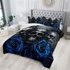 3pc Skull Bedding Set Goth Bedding Sets Queen size King size With  Rose Halloween Skull Bed Blue Black Duvet Cover