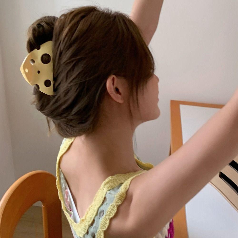 Y2k Заколка для волос Уксусная кислота Акула Заколка Элегантный сыр Ацетат Волосы Коготь Мытье лица