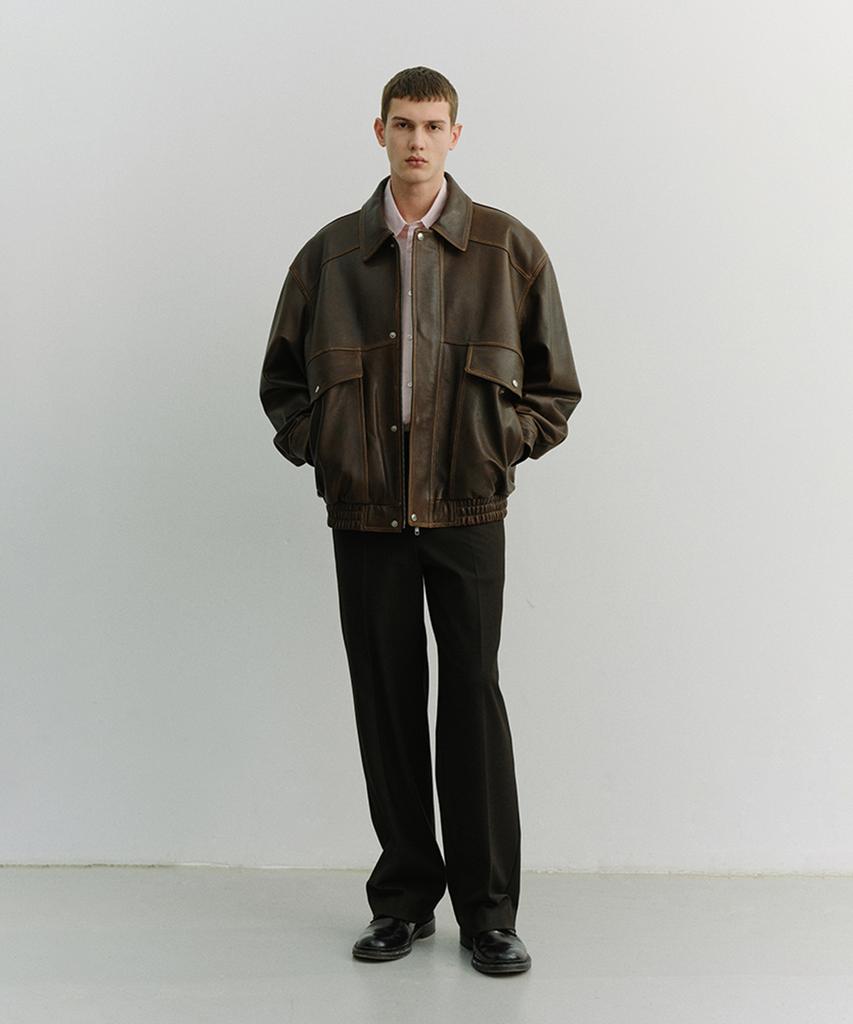 Dunst For Men Oversized Vintage Leather Blouson_Unisex_Udju6A103_Brushed Brown
