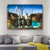 Salvador Dali Swans Reflecting Elephants Canvas Painting Abstract Posters and Print Cuadros Wall Art Picture Living Room Decor