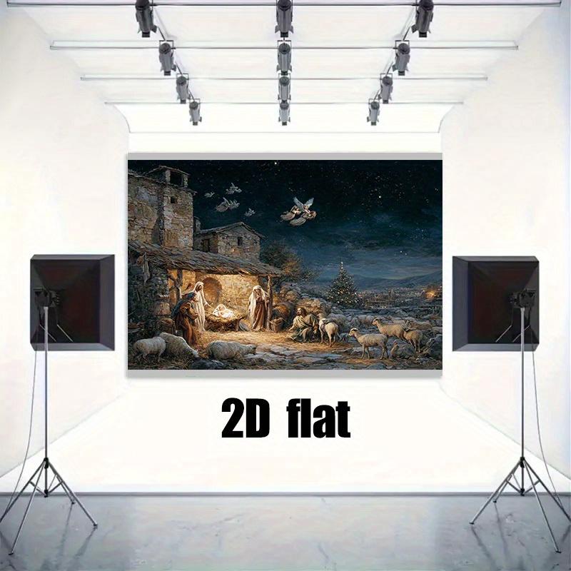 1 2D flat banner Christmas horse trough scene background - perfect and detailed classic story decoration party banner