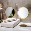 Круглое зеркало для макияжа и туалетного столика Nordic Gold, настольные зеркала, домашний декор, вращение на 360°, регулируемое косметическое зеркало
